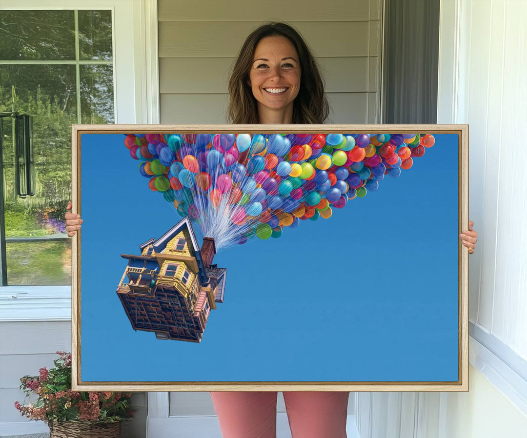 98607-MGV-CV-36X24-Carl Fredricksen, Up Movie Wall Art, Balloons Wall Art, Air Balloons for Kids Room Print