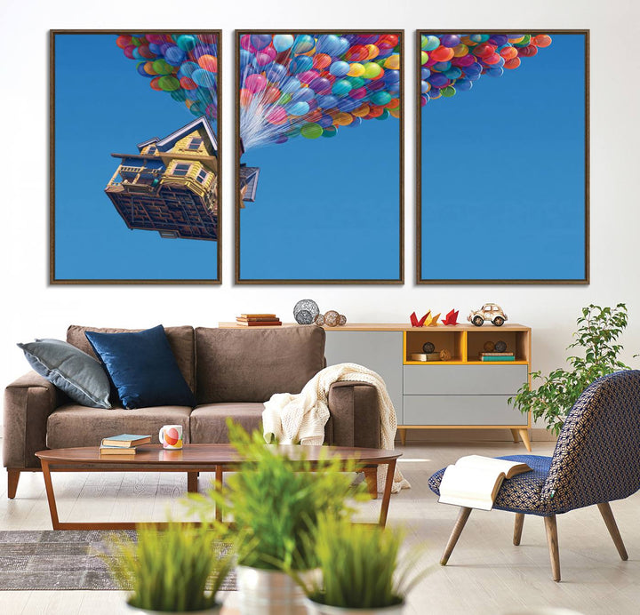 98607-MGV-CV-36X24-Carl Fredricksen, Up Movie Wall Art, Balloons Wall Art, Air Balloons for Kids Room Print