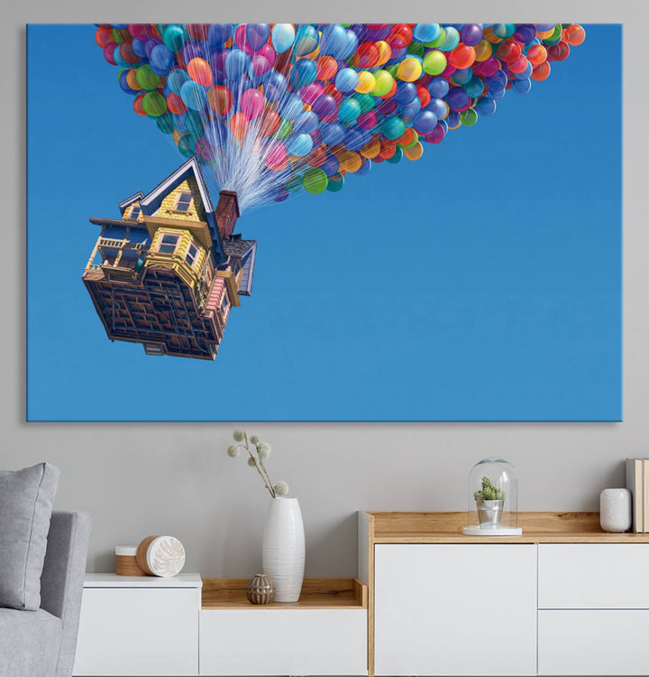 Carl Fredricksen, Up Movie Wall Art, Balloons Wall Art, Air Balloons for Kids Room Print