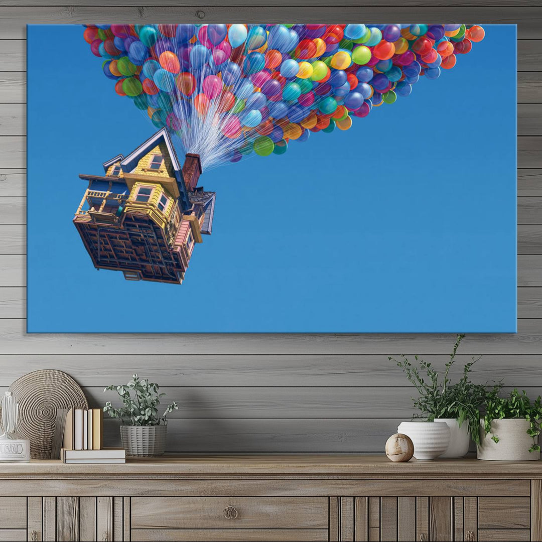 Carl Fredricksen, Up Movie Wall Art, Balloons Wall Art, Air Balloons for Kids Room Print