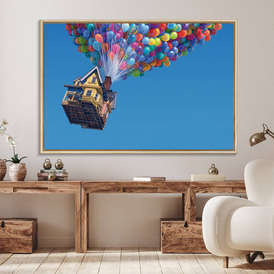 98607-MGV-FC-36X24_Natural-Carl Fredricksen, Up Movie Wall Art, Balloons Wall Art, Air Balloons for Kids Room Print