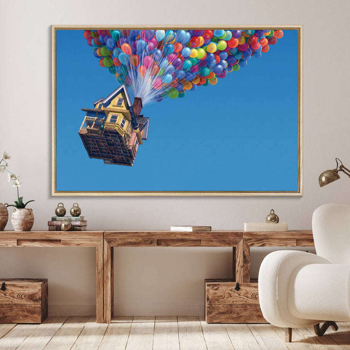 98607-MGV-FC-36X24_Natural-Carl Fredricksen, Up Movie Wall Art, Balloons Wall Art, Air Balloons for Kids Room Print