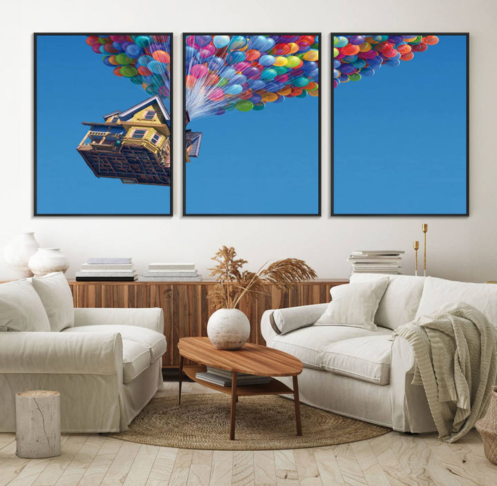 98607-MGV-FC-60X30-3P_Black-Carl Fredricksen, Up Movie Wall Art, Balloons Wall Art, Air Balloons for Kids Room Print