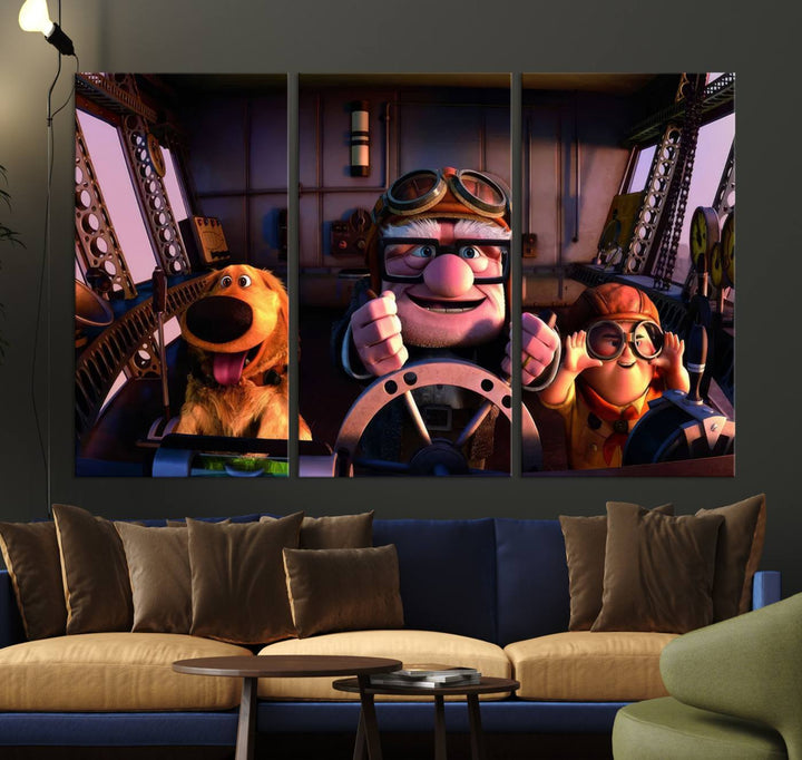 Carl Russel And Dog, Movie Up Poster, Movie Up Wall Art, Movie Up Poster Print, Carl Fredricksen,Cartoon Canvas, Kids Wall Art Canvas Print