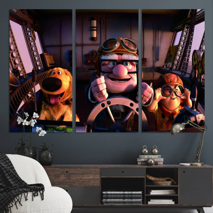 Carl Russel And Dog, Movie Up Poster, Movie Up Wall Art, Movie Up Poster Print, Carl Fredricksen,Cartoon Canvas, Kids Wall Art Canvas Print