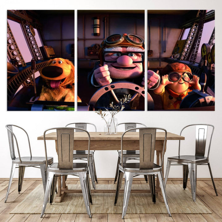 81690-MGV-CV-36X24-Carl Russel And Dog, Movie Up Poster, Movie Up Wall Art, Movie Up Poster Print, Carl Fredricksen,Cartoon Canvas, Kids Wall Art Canvas Print