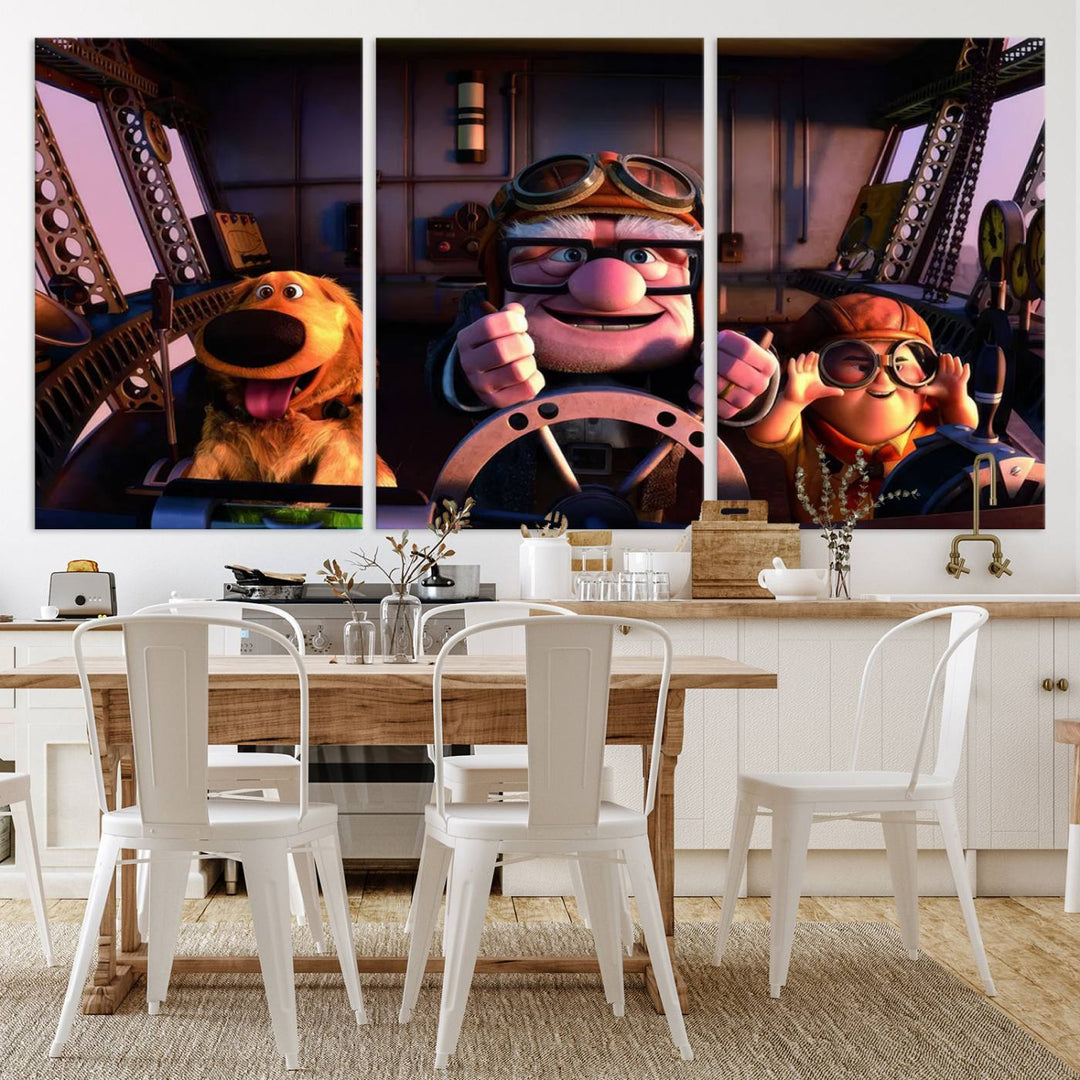 81690-MGV-CV-36X24-Carl Russel And Dog, Movie Up Poster, Movie Up Wall Art, Movie Up Poster Print, Carl Fredricksen,Cartoon Canvas, Kids Wall Art Canvas Print
