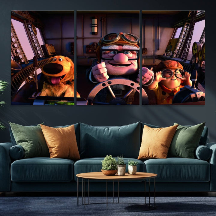81690-MGV-CV-36X24-Carl Russel And Dog, Movie Up Poster, Movie Up Wall Art, Movie Up Poster Print, Carl Fredricksen,Cartoon Canvas, Kids Wall Art Canvas Print