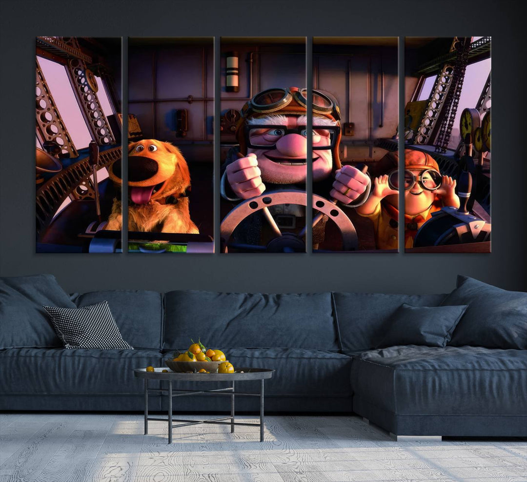 81690-MGV-CV-36X24-Carl Russel And Dog, Movie Up Poster, Movie Up Wall Art, Movie Up Poster Print, Carl Fredricksen,Cartoon Canvas, Kids Wall Art Canvas Print