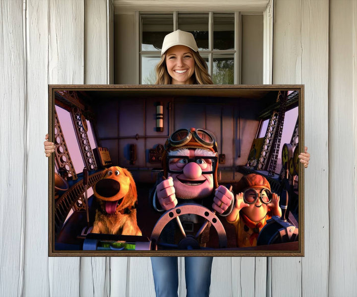 81690-MGV-CV-36X24-Carl Russel And Dog, Movie Up Poster, Movie Up Wall Art, Movie Up Poster Print, Carl Fredricksen,Cartoon Canvas, Kids Wall Art Canvas Print