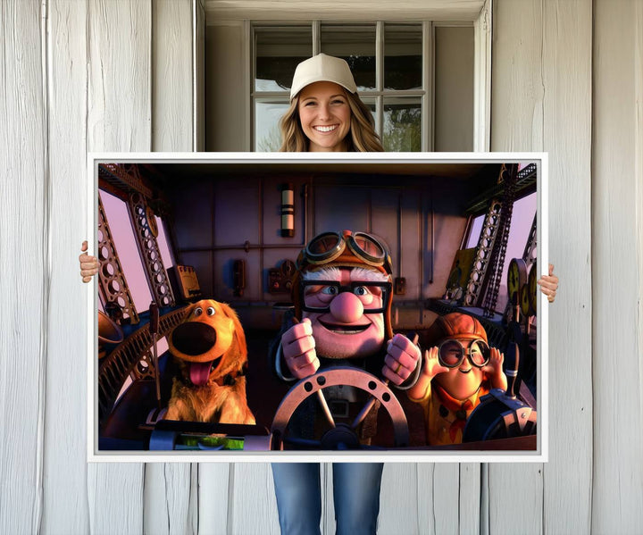81690-MGV-CV-36X24-Carl Russel And Dog, Movie Up Poster, Movie Up Wall Art, Movie Up Poster Print, Carl Fredricksen,Cartoon Canvas, Kids Wall Art Canvas Print