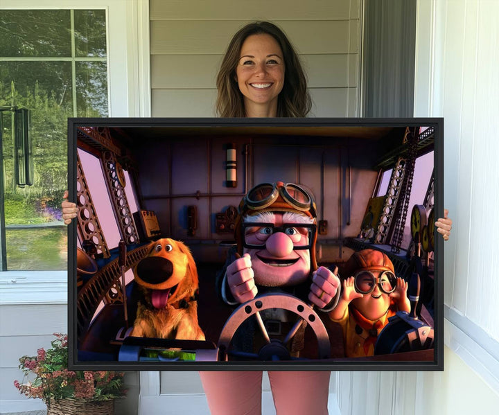 81690-MGV-CV-36X24-Carl Russel And Dog, Movie Up Poster, Movie Up Wall Art, Movie Up Poster Print, Carl Fredricksen,Cartoon Canvas, Kids Wall Art Canvas Print