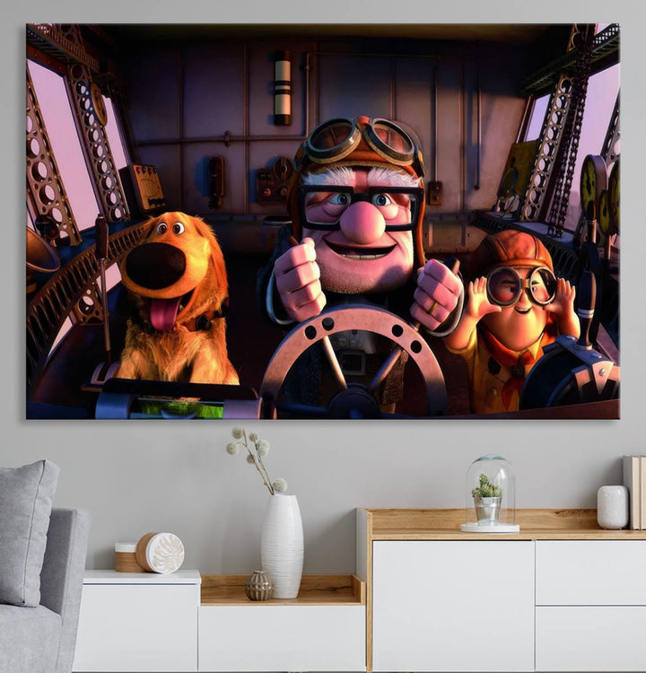 Carl Russel And Dog, Movie Up Poster, Movie Up Wall Art, Movie Up Poster Print, Carl Fredricksen,Cartoon Canvas, Kids Wall Art Canvas Print
