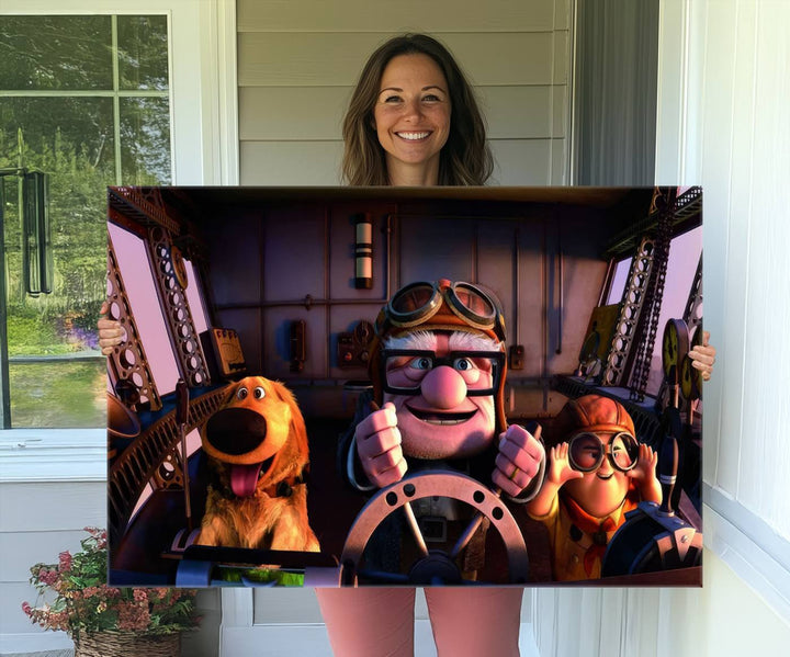 Carl Russel And Dog, Movie Up Poster, Movie Up Wall Art, Movie Up Poster Print, Carl Fredricksen,Cartoon Canvas, Kids Wall Art Canvas Print