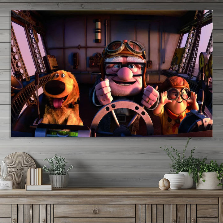 Carl Russel And Dog, Movie Up Poster, Movie Up Wall Art, Movie Up Poster Print, Carl Fredricksen,Cartoon Canvas, Kids Wall Art Canvas Print