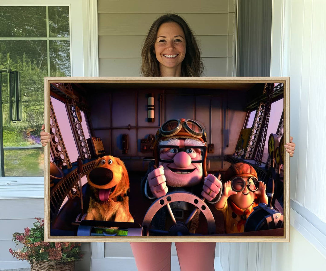 Carl Russel And Dog, Movie Up Poster, Movie Up Wall Art, Movie Up Poster Print, Carl Fredricksen,Cartoon Canvas, Kids Wall Art Canvas Print