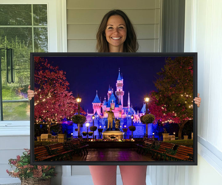79435-MGV-CV-36X24-Castle Large Wall Art Disney Magic Kingdom Kids Room Decor - Disney World Christmas Home Decor Child gift