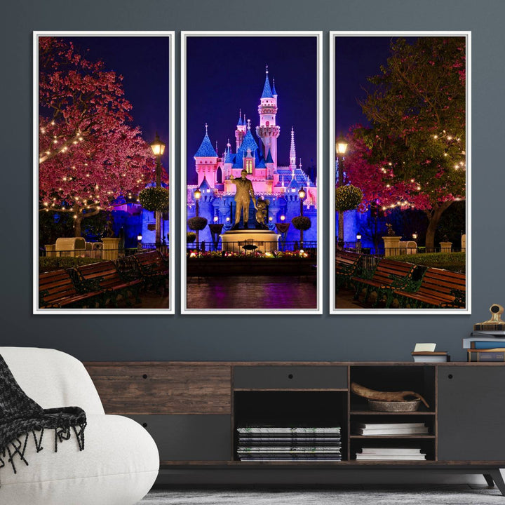 79435-MGV-FC-48X32-3P_White-Castle Large Wall Art Disney Magic Kingdom Kids Room Decor - Disney World Christmas Home Decor Child gift