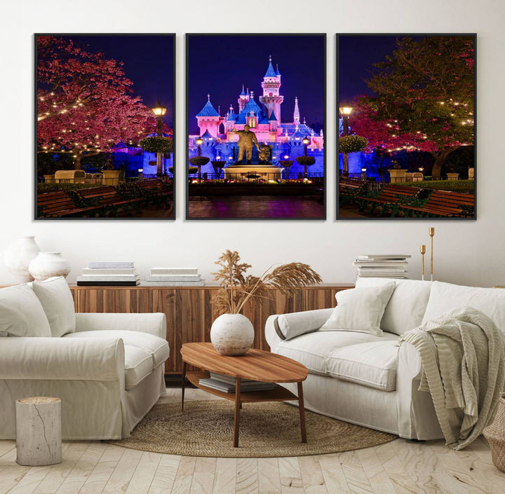 79435-MGV-FC-60X30-3P_Black-Castle Large Wall Art Disney Magic Kingdom Kids Room Decor - Disney World Christmas Home Decor Child gift