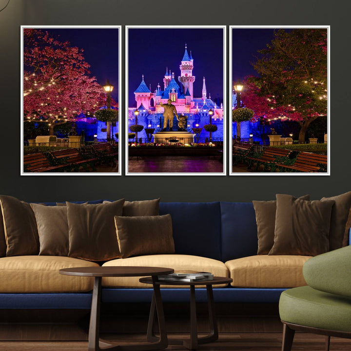 79435-MGV-FC-60X30-3P_White-Castle Large Wall Art Disney Magic Kingdom Kids Room Decor - Disney World Christmas Home Decor Child gift