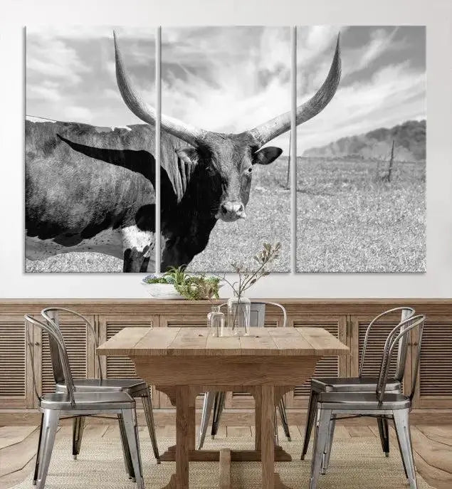 Cattle Wall Art Longhorn Cow Canvas Print
