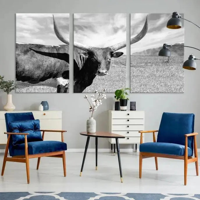 Cattle Wall Art Longhorn Cow Canvas Print