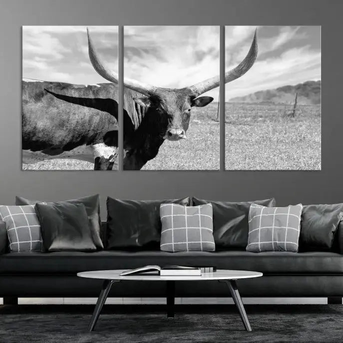 Cattle Wall Art Longhorn Cow Canvas Print