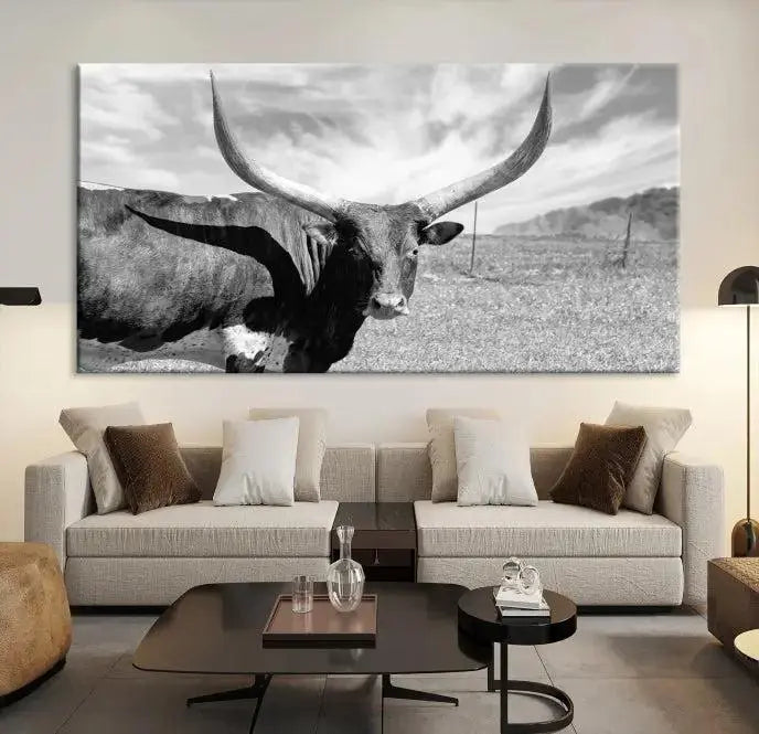 Cattle Wall Art Longhorn Cow Canvas Print
