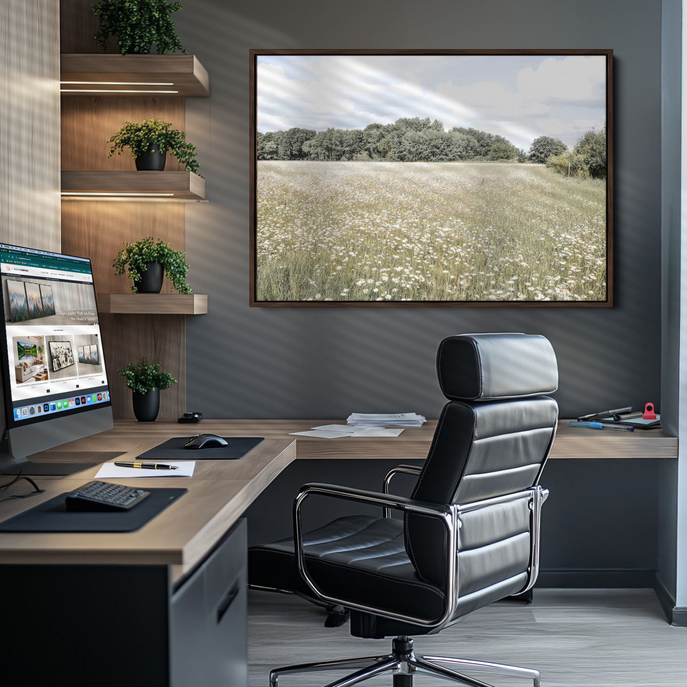 Charming Daisy Field Wall Art Canvas Print