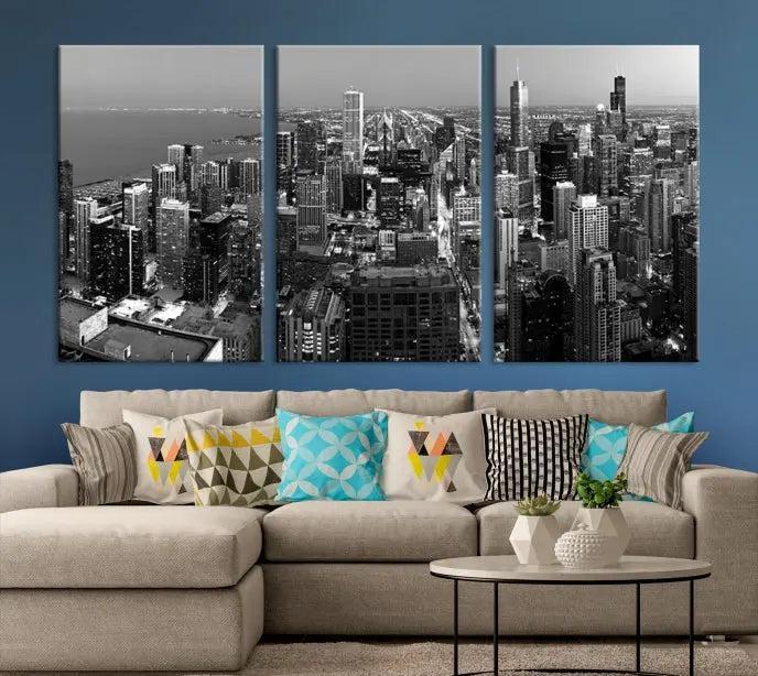 Chicago Wall Art Canvas Print Chicago City Night Canvas Print 