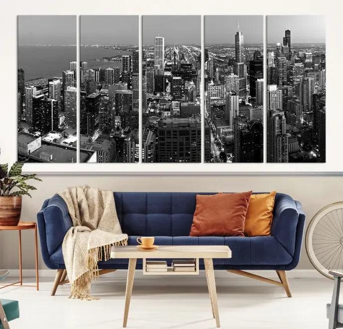 Chicago Wall Art Canvas Print Chicago City Night Canvas Print 