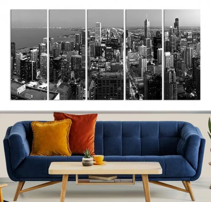 Chicago Wall Art Canvas Print Chicago City Night Canvas Print 