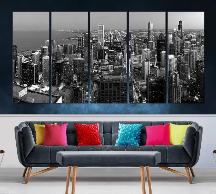 Chicago Wall Art Canvas Print Chicago City Night Canvas Print 