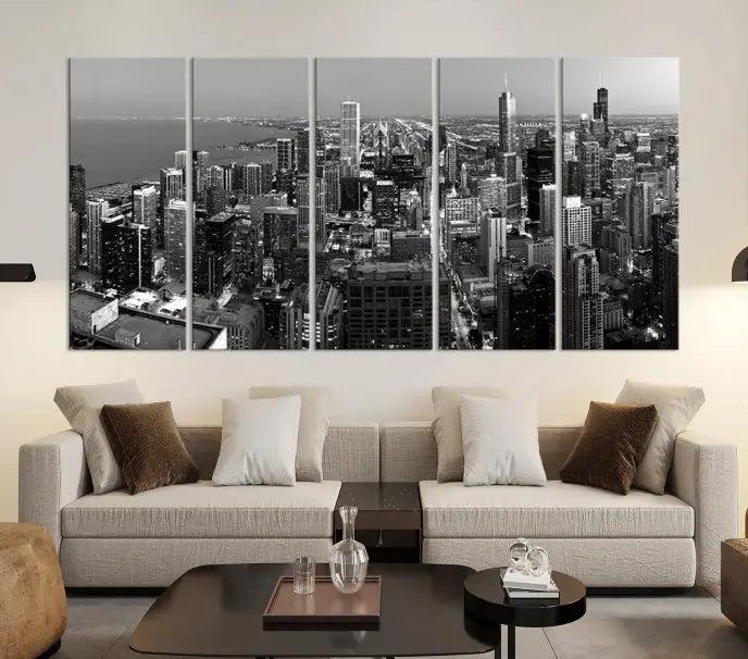 Chicago Wall Art Canvas Print Chicago City Night Canvas Print 