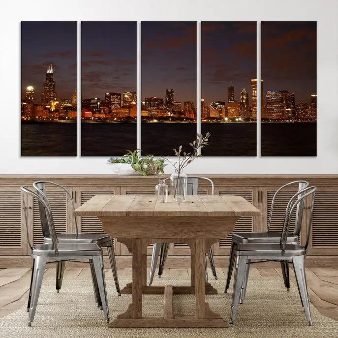 Chicago Wall Art Canvas Print Chicago City Night Canvas Print 