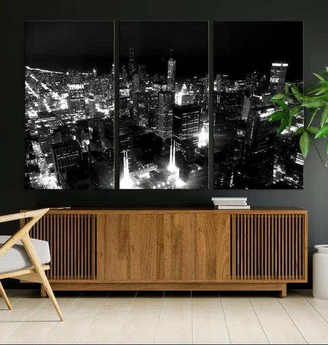 Chicago Wall Art Canvas Print Chicago City Night Canvas Print 