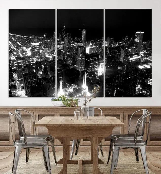 Chicago Wall Art Canvas Print Chicago City Night Canvas Print 