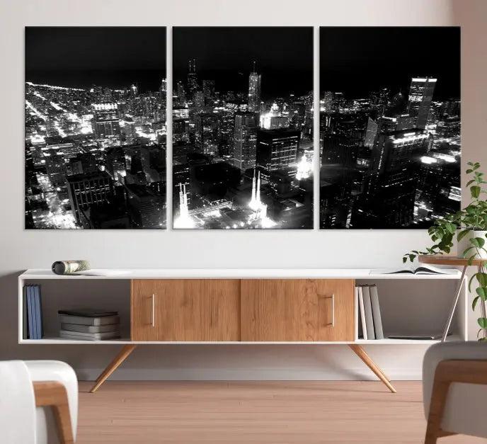 Chicago Wall Art Canvas Print Chicago City Night Canvas Print 