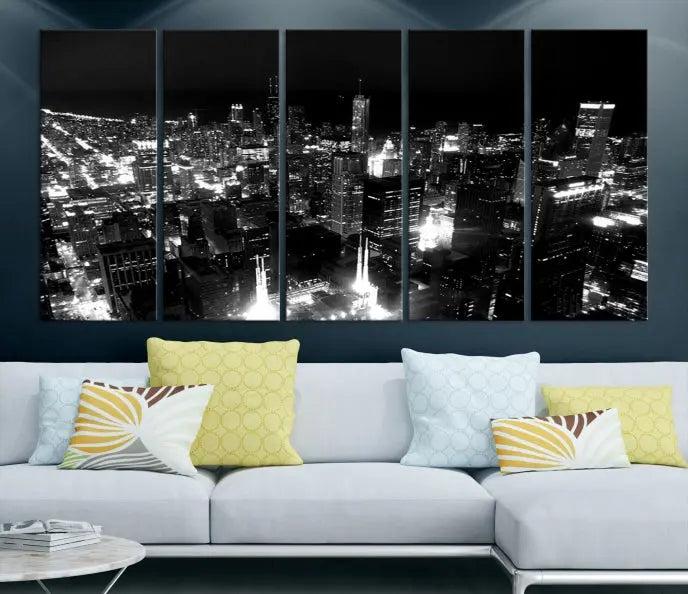 Chicago Wall Art Canvas Print Chicago City Night Canvas Print 