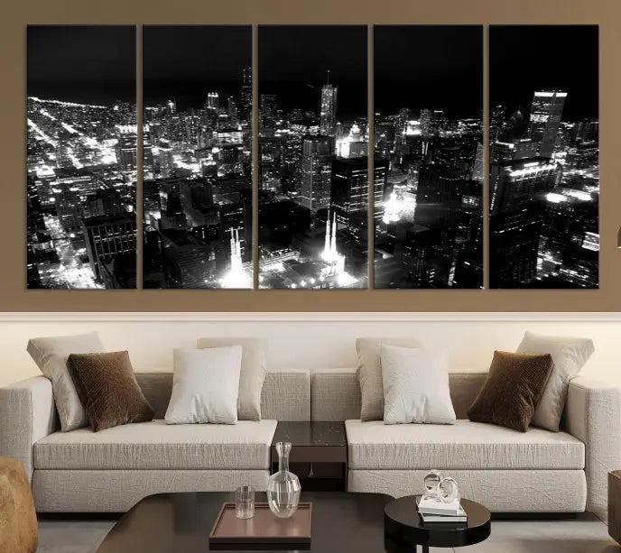 Chicago Wall Art Canvas Print Chicago City Night Canvas Print 