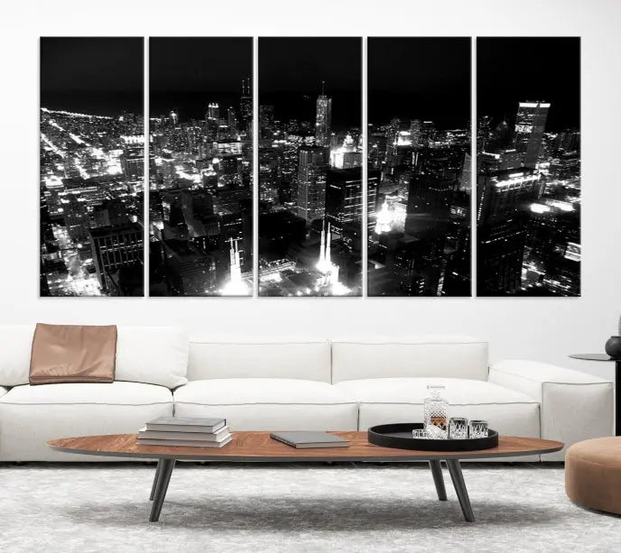 Chicago Wall Art Canvas Print Chicago City Night Canvas Print 