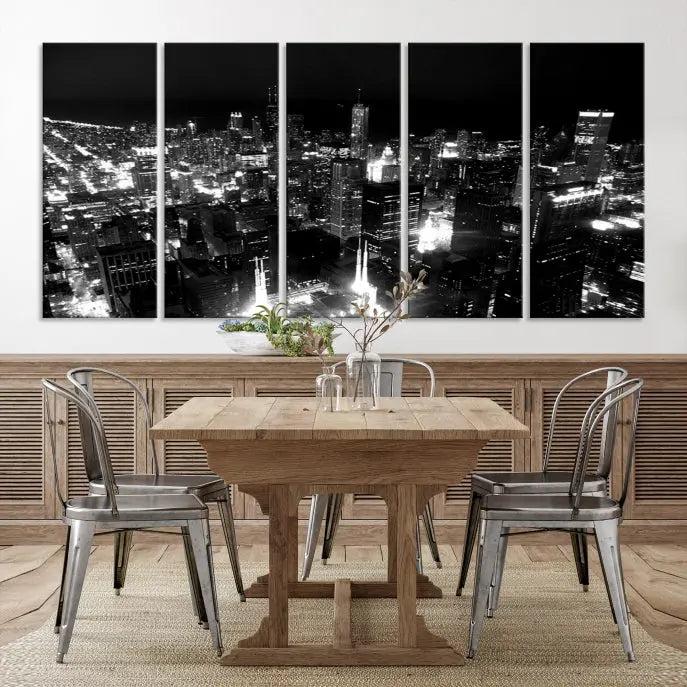 Chicago Wall Art Canvas Print Chicago City Night Canvas Print 