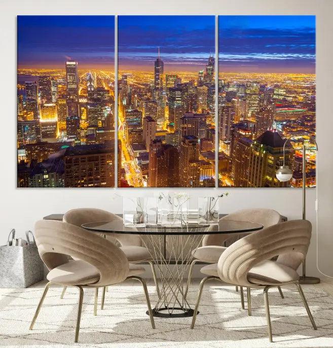 Chicago Wall Art Canvas Print Chicago City Night Canvas Print 