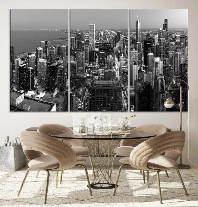 Chicago Wall Art Canvas Print Chicago City Night Canvas Print 