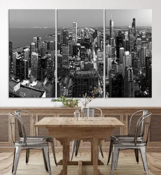 Chicago Wall Art Canvas Print Chicago City Night Canvas Print 