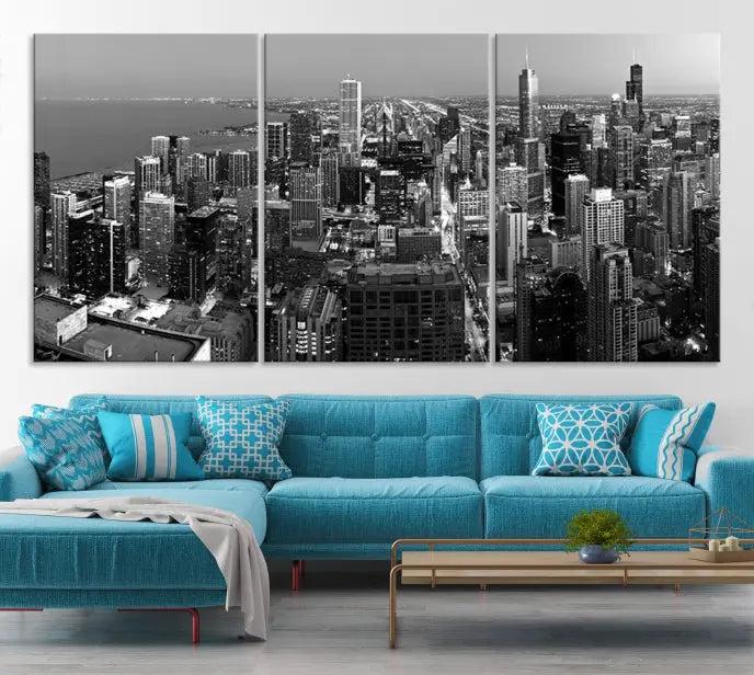 Chicago Wall Art Canvas Print Chicago City Night Canvas Print 