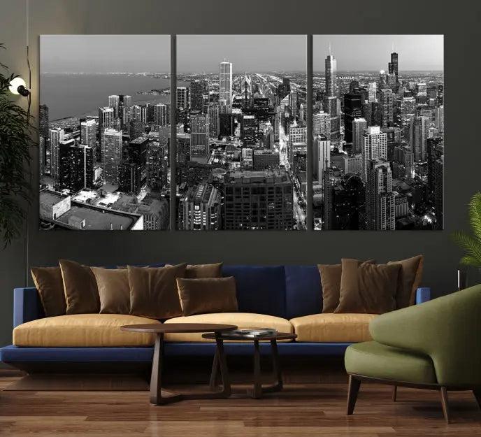 Chicago Wall Art Canvas Print Chicago City Night Canvas Print 