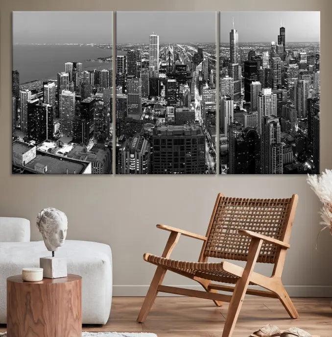 Chicago Wall Art Canvas Print Chicago City Night Canvas Print 