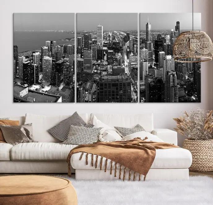 Chicago Wall Art Canvas Print Chicago City Night Canvas Print 