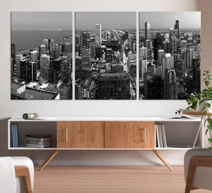 Chicago Wall Art Canvas Print Chicago City Night Canvas Print 